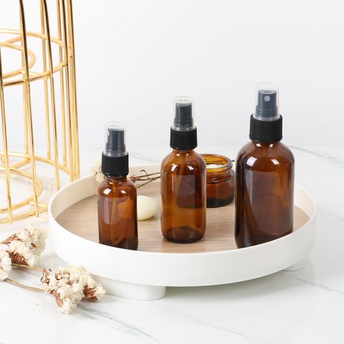 STARSIDE 24 Pack 1oz Amber Glass Spray Bottles with Fine Mist Sprayer,30 ml Glass Travel Bottles for Cosmetic Essential Oils Cleaning Solutions Perfumes & Liquids