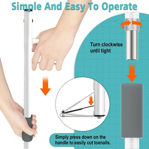 Long Handled Toenail Clippers with Magnifier, Easy Reach Pedicure Auxiliary Tools, for Seniors, Thick Nails,Overweight, Arthritis Sufferers,Ergonomic Wide Jaw Opening,Easy to Carry,(16Inch/40cm)