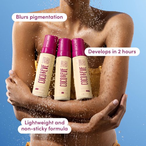 Coco & Eve Sunny Honey Bali Bronzing Self Tanner Mousse - (Dark) All Natural Sunless Tanning Mousse | Instant Self Tanning Lotion with Bronzer and Skin Moisturizer (6.7 fl oz)