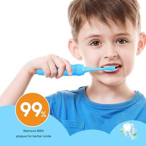 NBGRLVS Sonic Electric Toothbrush for Kids, 2 Modes with Memory, 2 Min Timer, Fun&Easy Clean, IPX7 Waterproof Rechargeable Kids Toothbrush for Age 3+, 3 Dupont Soft Bristles(Blue)