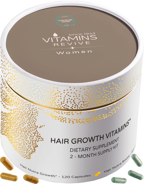VITAMINS REVIVE Hair Supplement Hair Growth Vitamins for Women - USA Clinically Tested - Hair Loss Products for Thinning & Thickening - Female Hair Regrowth Treatment (2 Month Supply)