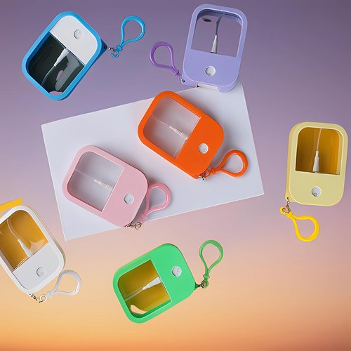 EMISSU 7 Pieces Portable Perfume Spray Bottle for Travel, 38ml Mini Reusable Card Sprayer Bottle with Hook and Silicone case for Hand Sanitizer Fragrance Cosmetic (Multicolor)