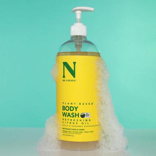 Dr. Natural Body Wash, Citrus, 32 oz - Moisturizing Body Wash for Dry Skin - Pure Plant-Based - with Organic Shea Butter - Hypoallergenic (Pack of 2)