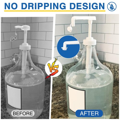 8Pcs Gallon Jug Pump Dispenser, 38-400 Leak Proof Pump for Gallon Jug - Lotion Shampoo Pump Cap Included, Fits 1 Gallon Bottle 64oz 128oz Shampoo Laundry Detergent Containers