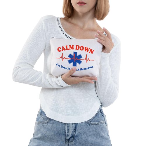 JNIAP EMT Cosmetic Makeup Bag Paramedic Gifts Calm Down I've Done This On A Mannequin Emergency Medical Technician Gifts (On A Mannequin)
