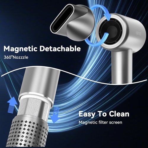 High Speed Hair Blow Dryer｜Professional Salon Grade Air Speed, Negative Ion Hair Care｜Quiet Design｜Suitable for Thick Hair/Styling with Nozzle & Diffuser, Long Motor Lifespan