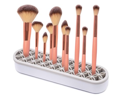 GDFYMI 1Pcs Silicone Makeup Brush Holder Stand Light Grey Make Up Brush Organizers Makeup Brushes Holder Organizer for Painting Pen Brushes Nail Clippers Drill Pens Ruler Sewing Craft Tools