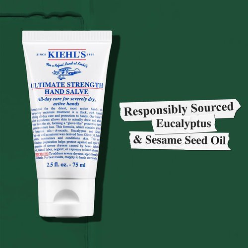 Kiehl's Ultimate Strength Hand Salve, Deeply Hydrating Hand Lotion, Thick and Rich Formula for Intense Moisture and Conditioning, Protects and Repairs Dry Hands, Paraben and Gluten Free - 5 fl oz