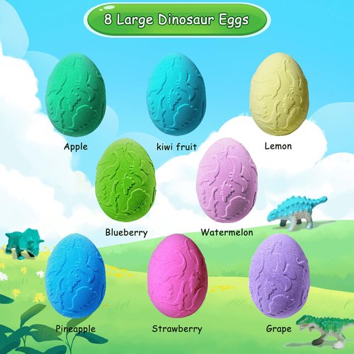 Persidra Kids Bath Bombs with Surprise Inside, XXL Large Dinosaur Bath Bombs 8pcs Bath Bomb Set with Toys Inside, Dino Toy Gifts for Kids Age 3 4 5 6 7 8 9 10 11 12