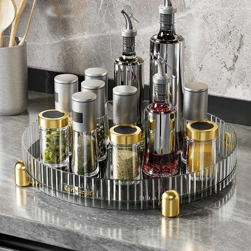 Makeup Perfume Organizer, 360° Rotating Skincare Organizer, Vanity Tray, Spinning Cosmetics Organizer for Dresser, Vanity, Bathroom Countertop, Clear