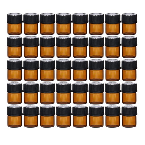 Elfenstall- 100pcs 1ml (1/4 dram) Amber Mini Glass Bottle 1cc Amber Vial Small Essential Oil Perfume liquid Sample Bottle + 1PC Clean Cloth