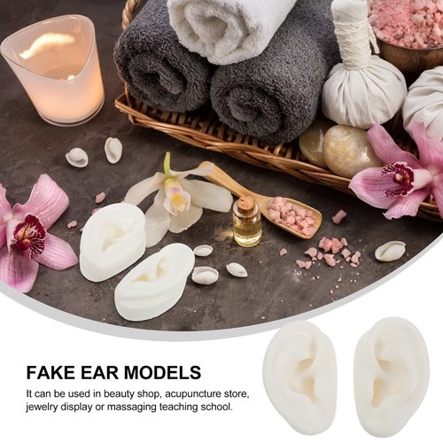 POPETPOP Soft Silicone Ear Model, Ear Model Simulation Display Props Teaching Tools Jewelry Display Earrings 1Pair Size, White,Olive Green, 716RHSB05605S0XGKX