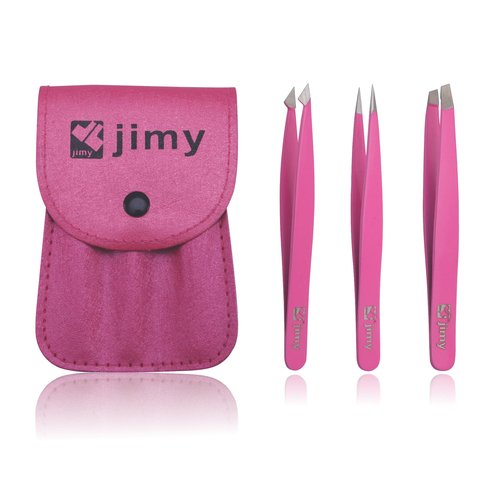 Jimy Eyebrow Tweezers - High Precision Slant Tips Tweezers, Superior Grip, Stainless Steel Tweezers for Women Facial Hair, Sleek Design for Ingrown Hair (Pack Of 3)