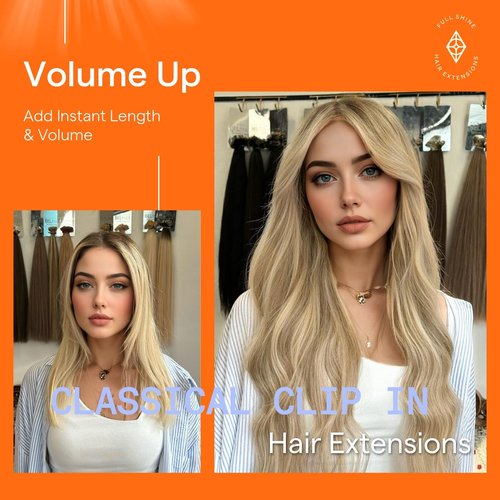 Full Shine Blonde Hair Extensions Clip ins 12 Inch Dirty Blonde Highlights Light Blonde Clip in Hair Extensions for Short Thin Hair 95 G 7 Pcs