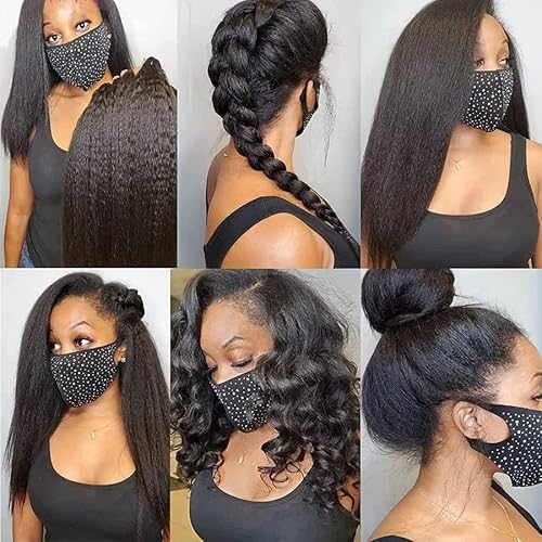Deep Parting 13x6 Lace Front Human Hair Wig Pre Plucked With Baby Hair Brazilian Kinky Straight Invisible Lace Front Wigs For Women 180 Density£¨16 Inch