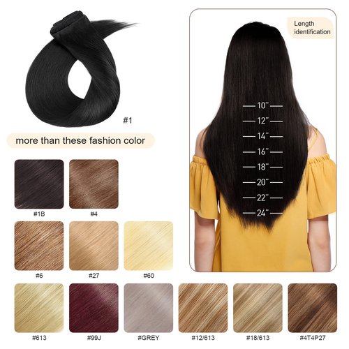 MY-LADY Double Weft 100% Remy Human Hair Clip in Extensions Highlight Full Head Thick Short Soft Silky Straight 8pcs 18clips(12" / 12 inch 110g,#18/613 Light Ash Blonde/Bleach Blonde)