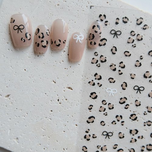 CESTSIREN Leopard Print Nail Art Stickers, Coquette Nail Decals,Self-Adhesive, Nail Accessories & Supplies, Durable & Long-Lasting