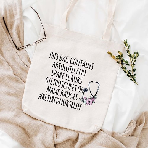 WCGXKO Nurse Retirement Gift Funny Tote Bag for Retired Nurse Gift Coworker Retirement Gift (RETIRED NURSE2)
