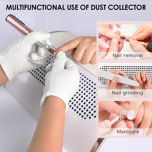 Nail Dust Collector Powerful Nail Vacuum Dust Collector, 40W Nail Dust Vacuum Cleaner Dust Extractor for Poly Nail, Acrylic Fan Vacuums Dust Suction Machine Manicure Dust Collector for Nails