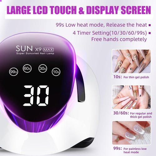 LadyMisty 268W LED UV Light Dryer for Nails Gel Polish with 57 Lamp Beads 4 Timer Setting & LCD Touch Display Screen, Auto Sensor, Professional Nail Lamp