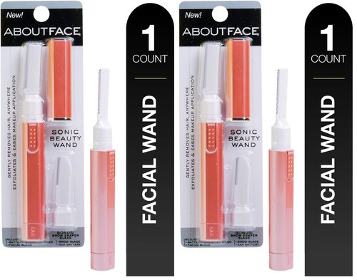 Kai About Face Sonic Beauty Wand with Bonus Eyebrow Shaper; Battery Operated Face Hair Remover; Face, Chin, & Lip Hair Remover, Face Hair Remover Tool for Women, Epilator for Men & Women (Pack of 2)