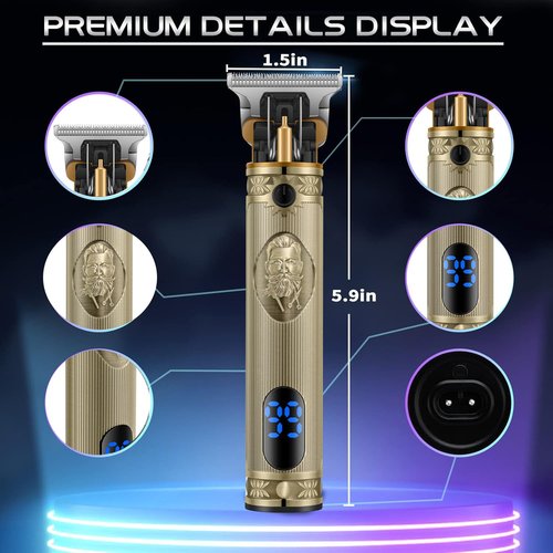 KEMEI Professional Hair Clippers for Men Pro Li Grooming Beard Trimmer Shavers Close Cutting Salon Cordless Rechargeable Quiet, KM-700H Gold