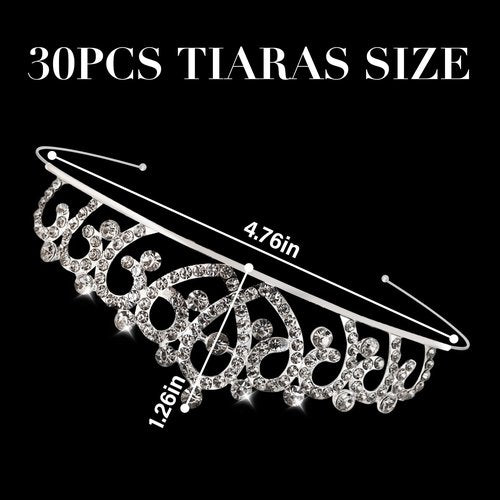 Tihebax 30 Pcs Tiaras Crowns Headbands for Women Girls Silver Princess Tiara Bulk Crown Tiaras Rapunzel Crown for Wedding Birthday Crystal Tiara for Prom, Bride, Pageant, Halloween