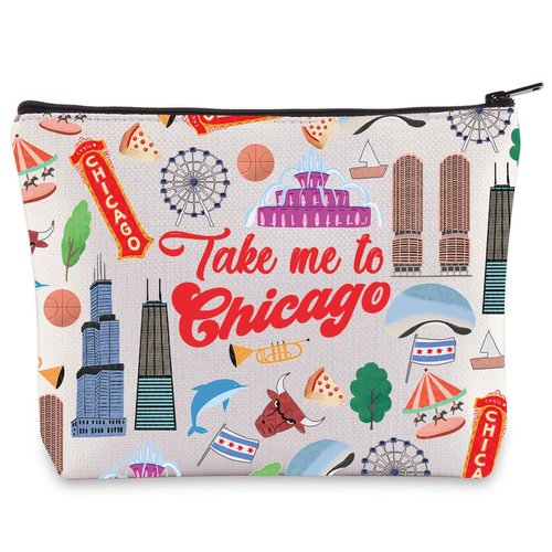 WZMPA Chicago Travel Cosmetic Bag Chicago Souvenir Gifts Take Me To Chicago Zipper Pouch Bag Chicago City Merchandise (To Chicago)