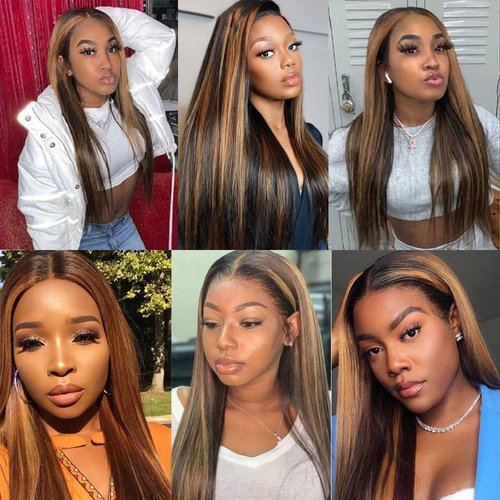 P430 Highlight Brown Bundles Human Hair Bundles 24 26 28 Inch Straight Wave P4/30 Highlight Bundle Brown Bundle Unprocessed Brazilian Virgin Hair Quick Weave Hair for Black Women