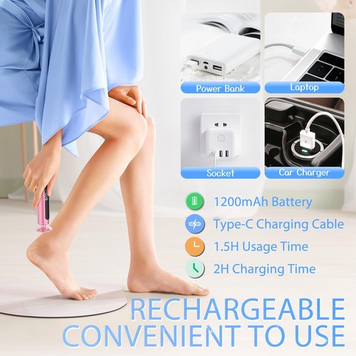 Electric Feet Callus Remover Rechargeable Electric Foot File Heel Scraper 9 Speeds 2 Sanding Heads LCD Display Cordless Foot Sander Grater Grinder for Cracked Dead Skin Women Men Home Pedicure (Pink)