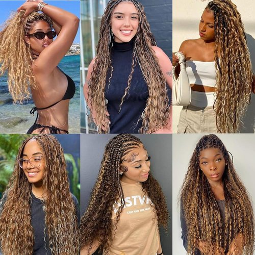 Ombre Human Braiding Hair for Boho Braids 18 inch P427 Deep Curly Boho Hair for Braiding Knotless 10A Deep Wave Bulk Bohemian 3 Bundles