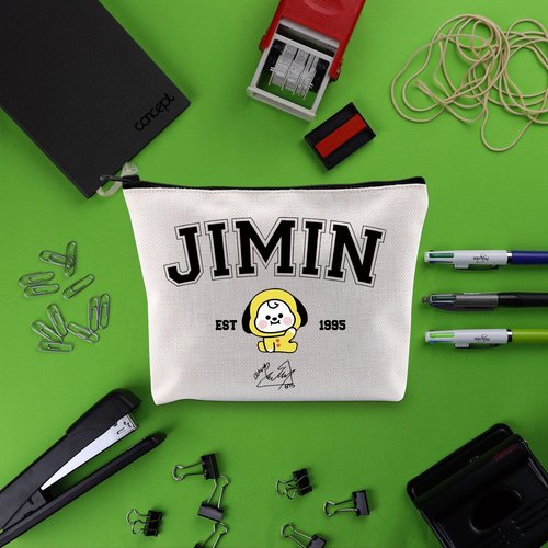 Singer Merch K-pop Characters Bag K-pop Team Gift for Army Singer Fan Gift B-T Inspired Zipper Pouch Bag (Jimin bag)