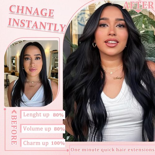 Clip in Hair Extensions Real Human Hair Clip in Extensions for Women Seamless Invisible Jet Black Natural Remy 100% Human Clips ins Extension 8pcs Double Weft 16 inch 3.2oz/90g