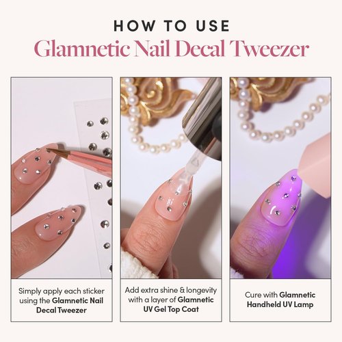 Glamnetic Nail Decal Tweezers | Dual-Ended Nail Art Tool, Precision Tip & Silicone | Easy, Mess-Free Applicator Manicures & Press-On Nails