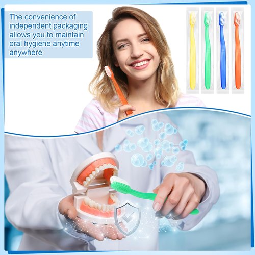 Ziliny 200 Pcs Prepasted Disposable Toothbrushes Bulk Individually Wrapped Pre Pasted Soft Bristle Set Travel Colorful Toothbrushes for Homeless Gift Hotel Camping Travel