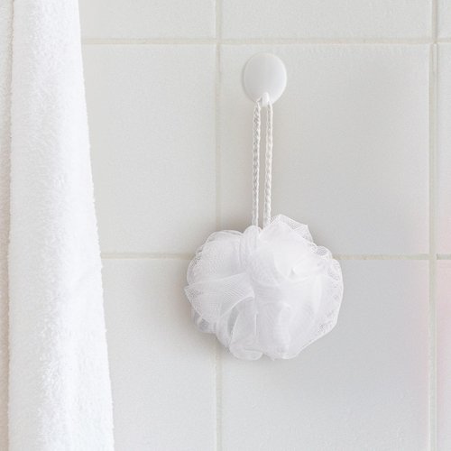 Funnymoom 12 Pcs Travel Size Loofah Individually Wrapped, Small Shower Puff Bath Sponge Pouf Ball Bulk Mesh Bath Puff Mini Loofah Sponge with Case Bulk for Shower Care (25g,White)