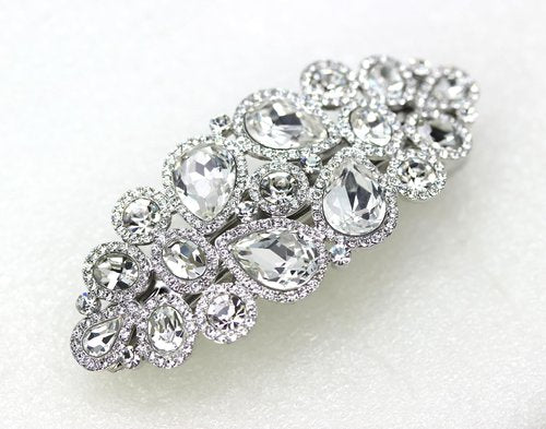 Faship Gorgeous Clear Rhinestone Crystal Floral Hair Barrette Clip