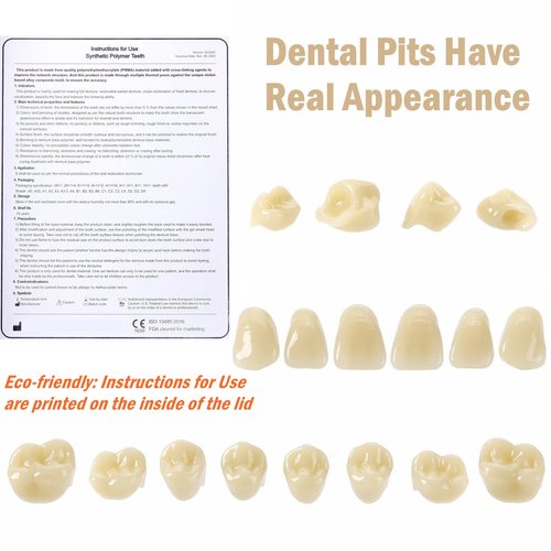 112 Pcs Dental Acrylic Resin Denture False Teeth Shade A3 T8, 4 Sets Synthetic Polymer Resin Fake Teeth for Replacement, Halloween, DIY (28pcs/set)
