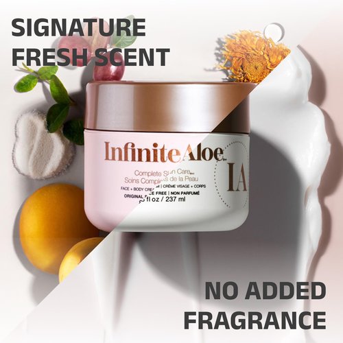 InfiniteAloe Complete Skin Care, Aloe Vera Powered Face and Body Cream for Dry Skin Relief, Fragrance Free - Small Jar 2 oz