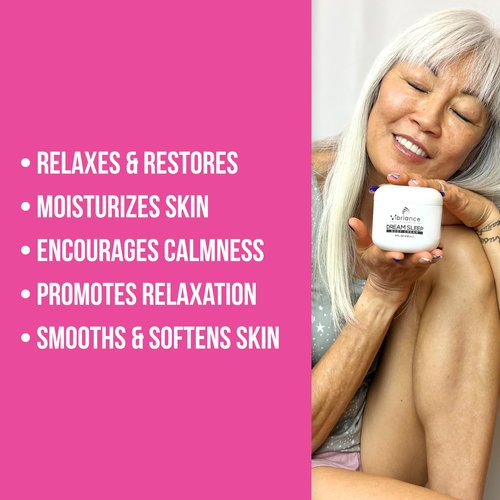 Vibriance Dream Sleep Body Cream, 4 fl oz - Fluffy Full Moisturizer for Dry Skin, Relaxation and Rejuvenation with Therapeutic Ingredients, Soothing Vanilla Aromatics