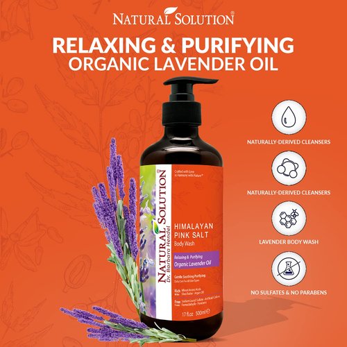 NATURAL SOLUTION Pink Salt Body Wash, Relax & Purifying Body Wash with Organic Lavender Oil - 500 ml