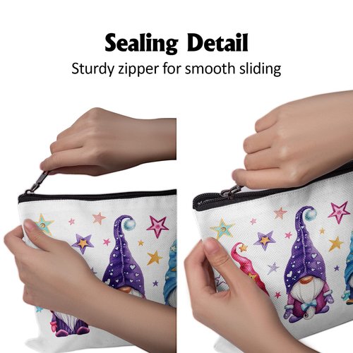 Cafl Magic Gnomes Makeup Bag Stars Cosmetic Bag for Women Large Capacity Make Up Bag Portable Travel Toiletry Pouch Accessories Organizer 10 * 8inch