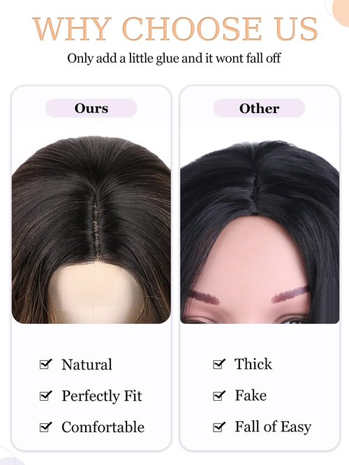 PANEWAY Wavy Curly Hair Topper - 20inch Long, Natural Brown With Highlights, Clip In Synthetic Wiglets