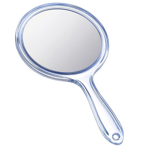 Jetec Double Sided Handheld Mirror - 1X/ 2X Magnifying Mirror with Handle - Rounded Shape Makeup Mirror (Blue)