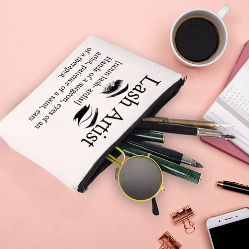 XYANFA Lash Tech Makeup Bag Gift For Makeup Artist Coworker Gift Salon Gift Stylist Gift Esthetician Gift Lash Artist Cosmetic Bag (Lash Artist noun)