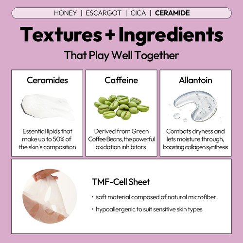 LAPCOS Skin Barrier Repair Sheet Mask Variety Pack – Escargot, Cica, Ceramide, Honey 4 Types of Face Mask Set – Daily Korean Skin Care w/Snail Mucin, Centella Asiatica & Niacinamide (12 ea)