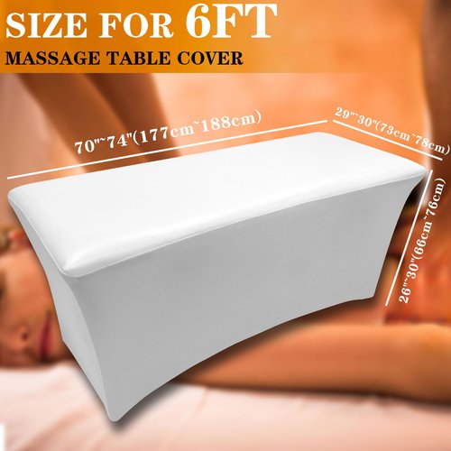 WUSOUPU White Lash Bed Cover Wipeable PU Leather Massage Table Cover Waterproof, Ultra-Durable Massage Bed Cover Wrinkle-Resistant Silky Spa Bed Cover Reusable Wax Bed Cover for Esthetician(6FT)