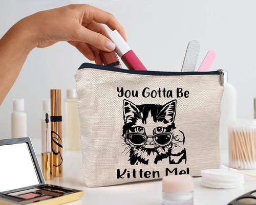 IWXYI Cat Makeup Bags for Women, Funny Kitty Makeup Bag