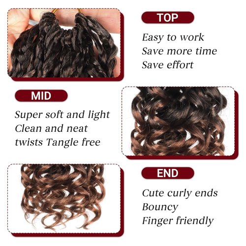 Datanala GoGo Curl Crochet Hairv 18 Inch Pre-Looped Water Wave Crochet Hair 8 Packs Long Beach Curl Crochet Braiding Hair Synthetic Extensions For Women (18Inch/T30)