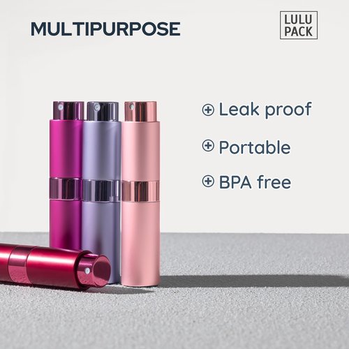 Lulupack Travel Perfume Bottle Refillable - Cologne Spray Atomizer Mini - Small Travel Size Sprayer Empty for Refill Sample Container - Portable Fragrance Decant Dispenser for Men Women 8ml 4PCS Red